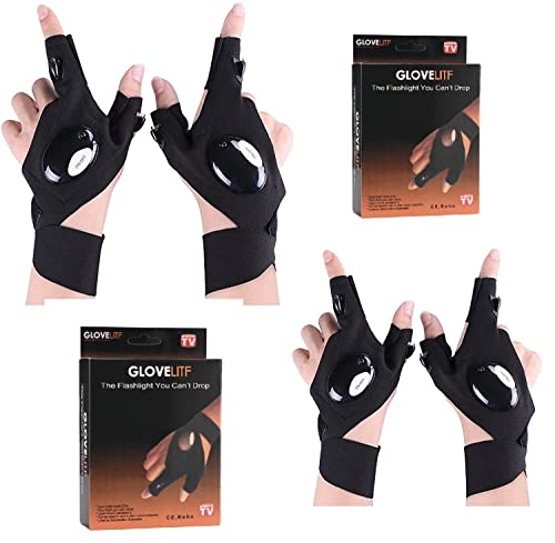2 Pair LED Flashlight Gloves Christmas Stocking