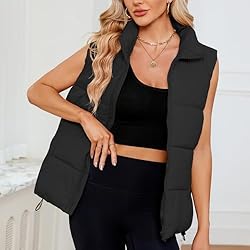 Century Star Black Puffer Vest for Women's
