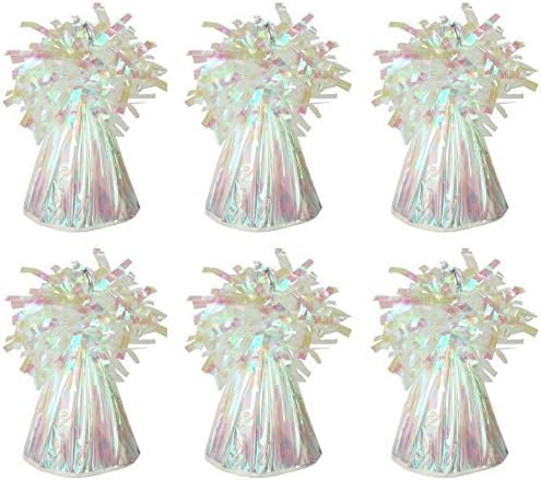 Balloon Weights 6 Pack Iridescent Foil, Suitable for Helium Balloons at Birthdays, Parties, Events, Weddings & Celebrations, Heavy & Durable 85g