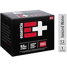 Essentia Water; 12, 1-Liter Bottles; Ionized Alkaline Bottled Water; Electrolytes for Taste; Better Rehydration; pH 9.5 or Higher; Pure Drinking Water; For the Doers, the Believers, the Overachievers