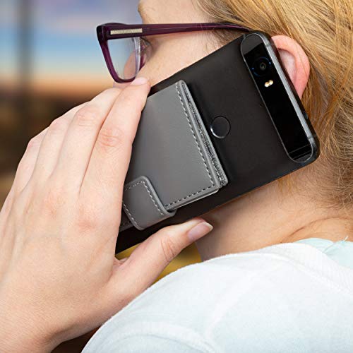 Cell Phone Wallet Stick on Card Holder Phone Pocket for iPhone, Android and All Smartphones (Charcoal Grey)