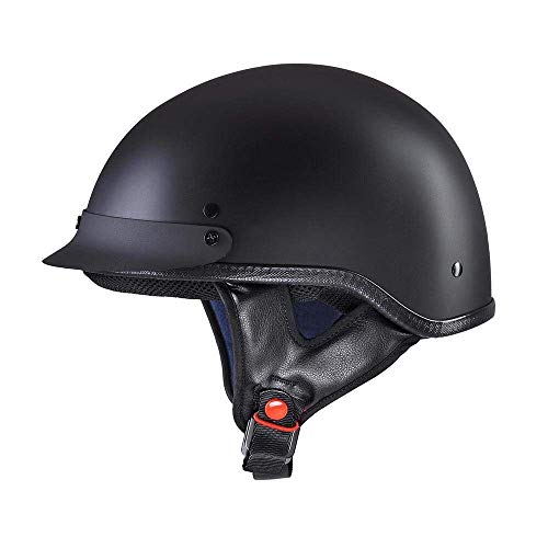LeeMas Inc Cruiser Chopper Motorcycle Helmet Classic Half-Face ABS Matte Black Open Skull Cap Size S for Scooter Biker DOT Approved - Thumbnail 5