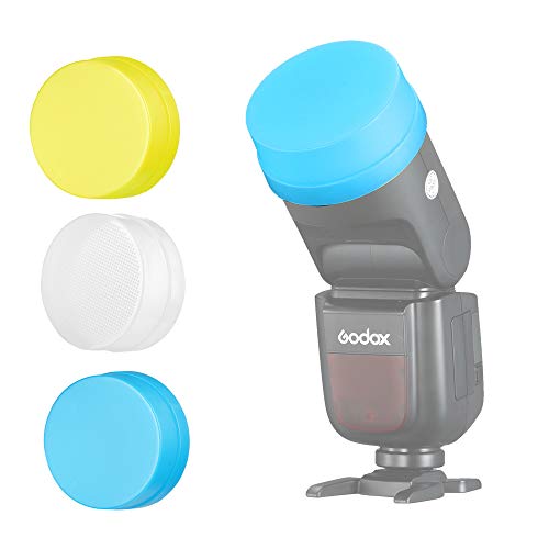 SUPON Camera Flash Diffuser Bounce Dome Light Set for Godox V1 Flash Series,V1-C, V1-N, V1-S, V1-F, V1-O, V1-P Round Head Flash Speedlite (White, Blue, Yellow)