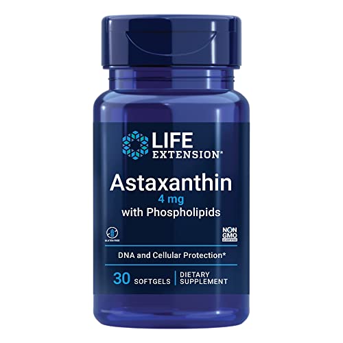 life extension astaxanthin with phospholipids 4 mg - for eye & heart health + metabolic & cardiovascular health - supports inflammatory & immune response - gluten free, non-gmo - 30 softgels