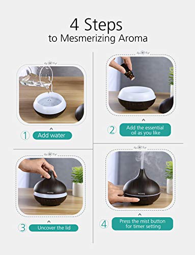 VicTsing Essential Oil Diffuser, 150ml Mini Wood Grain Aroma Diffuser, Aromatherapy Diffuser with Auto Shut-Off Function and 7 Color Lights BPA-free for Office Home Study Yoga Spa Baby (Dark Brown) VicTsing Essential Oil Diffuser, 150ml Mini Wood Grain Aroma Diffuser, Aromatherapy Diffuser with Auto Shut-Off Function and 7 Color Lights BPA-free for Office Home Study Yoga Spa Baby (Dark Brown)