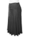 FLORIA Women's Solid Lightweight Knit Elastic Waist Flared Midi Skirt Charcoal 1XL