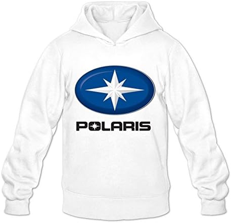Men's Polaris Logo Pullover Hoodie Sweatshirt Large White