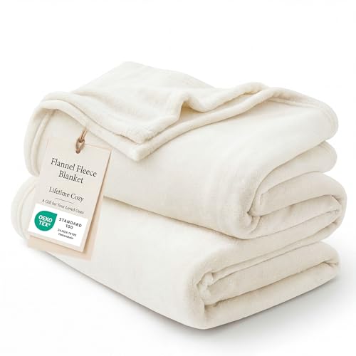 Bedsure GentleSoft Fleece Blankets Queen Size Cream - Birthday Gifts for Women
