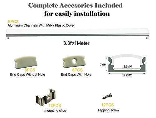 Muzata 40 Pack 1M/3.3ft Black Aluminum LED Channel System with Cover for LED Strip Lights, U-Shape Aluminum Profile with All Accessories for Easy Installation