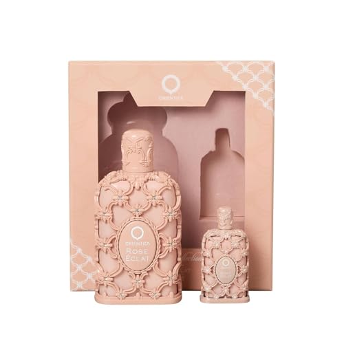 Orientica Rose Eclat 2 Pc Gift Set Eau De Parfum – Rose, Fruity, Bergamot, Peach Blossom, Musk, Amber - Arabic Floral Perfume for Women & Men - Arabic Perfume Gifts for Women & Men