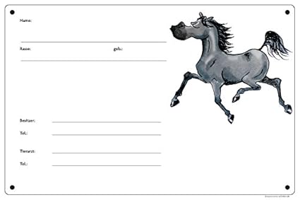 Boxenschild / Stalltafel 'Angeber' (Vollblut/Araber/Warmblut/Pony) Rappe