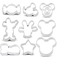 BakingWorld Mouse Cookie Cutter Set - 11pcs - Mouse Head,Ears,Side Face,Hand,Star,Candy and Shoes Cartoon Shape Fondant Biscuit Cutters Mold - Stainless Steel