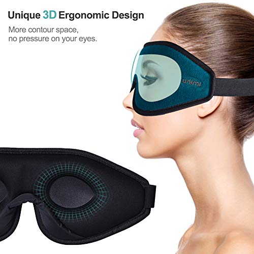 Eye Mask for Sleeping, Unimi 3D Contoured Sleep Mask & Blindfold for Men Women,Super Soft and Comfortable,100% Blockout Light 3D Eye Cover for Travel, Shift Work, Naps (Blue)