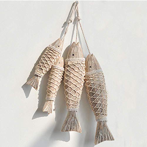 Hanging Wooden Fish Nautical Wood Fish Decorated Retro Wall Decorations