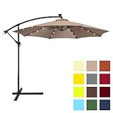 Best Choice Products 10-Foot Solar LED Offset Hanging Polyester Market Patio Umbrella w/Steel Frame and Easy Tilt Adjustment, Tan