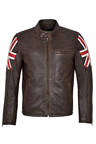 Veste En Cuir Véritable Café Racer Vintage Marron - Taille XS à XXXL - Neuf Avec étiquettes