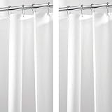 mDesign Plastic, Waterproof, Mold/Mildew Resistant, Heavy Duty PEVA Shower Curtain Liner for Bathroom Showers and Bathtubs - No Odor - 3 Gauge, 72 inches x 72 inches - 2 Pack - White