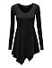 Lock and Love WT960 Womens V Neck Long Sleeve Tunic Top with Asymmetrical Hem XL Black