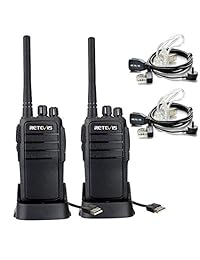 Retevis RT21 Radio de dos vías Recargable con USB UHF FRS CTCSS / DCS Escaneo de silbido Walkie Talkie con audífono acústico de aire secreto (paquete de 2)