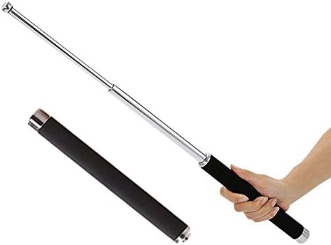 Aueka Outdoor Self-Defense Tool Retractable Telescopic Stick Professional Protector, Car Security Protect Weapon collapsible Self-Defense Tool (Silver)