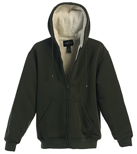 Gioberti Mens Sherpa Lined Pull Zip Fleece Hoodie Jacket, Olive, X Large