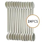 12- Inch Wooden Kitchen Spoons Baking Mixing Serving Craft Utensils Bulk Oval Spoon Puppets Long Handle Beechwood - Set Of 24 - MR. WOODWARE