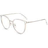 Firmoo 2023 Blue Light Blocking Reading Glasses 1.0 for Women/men, Anti Glare Reader Glasses, Clear Gold Round Computer Glasses for Screens
