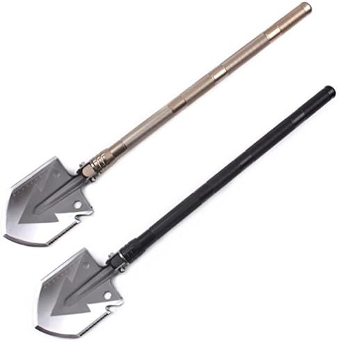 QianYuan Multifunctional Folding Shovel Self-defense Ordnance Outdoor Camping Tool Survival Equipment Y1001 (Golden Handle)