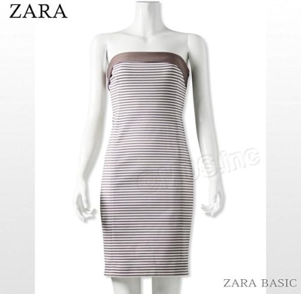 Amazon ザラ Zara レディース ボーダー柄 ベアトップ ワンピース アウトレット 2753 032 Zara ザラ ワンピ ス 春 ワンピース 春ワンピ ノースリーブ レディース アウトレット 訳あり わんぴーす わんぴ One Piece Ladies Outlet H M 激安 格安 L 706 ベージュ