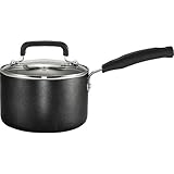 T-fal C11924 Signature Nonstick Expert Easy Clean Interior Dishwasher Safe PFOA Free Oven Safe 3-Quart Sauce Pan with Glass Lid Cookware, Black