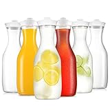 6 Pack Large 50 Oz Water Carafe with White Flip Top