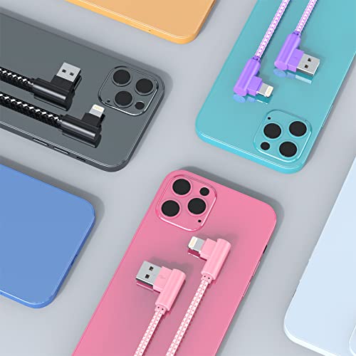 iPhone Charger 10FT Right Angle Lightning Cable 3 Pack 90 Degree Nylon Braided iPhone Fast Charging Data Sync Cord Compatible with iPhone 13/13 Pro/12/11/11 Pro/11 Max/X/XS/XR/XS Max/8/7/6