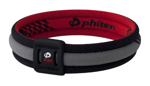 Phiten Titanium Bracelet X30 Edge, Red / Black, 6.75 Inch
