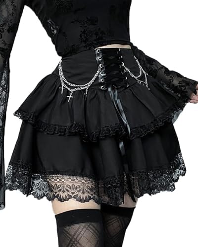 Amazon.com: Goth Skirts for Women Y2K Lace Puffy Fluffy Skirt