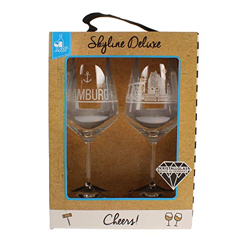 2er Set Weinglas Mit München Skyline – Hochwertige Gravur, In Geschenkbox, Made In Germany
