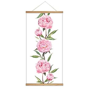 Hanging Poster Wooden Framed Beautiful Winter Flowers Theme Home Wall Canvas Prints Ready to Hang - 18"x36"