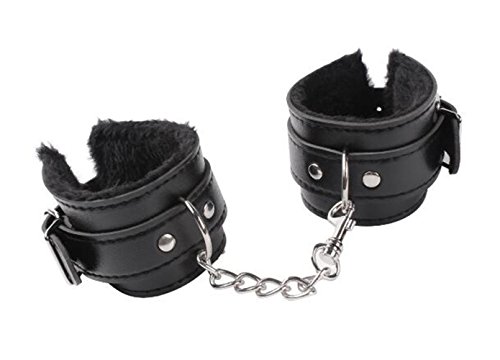 Jiuhexu Adjustable PU Leather Handcuffs Adjustable Soft Wrist Cuffs, Black