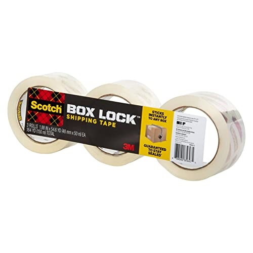 Scotch Box Lock Packaging Tape, 3 Rolls, 1.88 in x 54.6 yd, Extreme