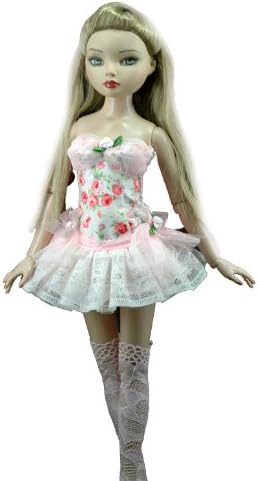 Ellowyne Wilde Doll Clothes Pink Flower Corset Style Dress + Pink Legging