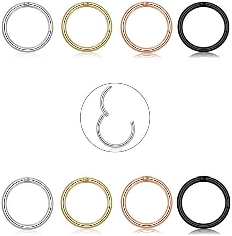 Elejolie 8 Pcs 16G Stainless Steel Hoop Earrings for Women Men Nose Rings Tragus Helix Lip Septum Couch Daith Cartilage Piercing Jewelry Set