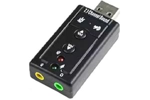 7.1 Channel Double USB Audio Adapter External Stereo Sound Card Adapter with 3.5mm Headphone and Microphone Black
