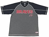 MLB Atlanta Braves Men's Fine Gauge Mesh V-Neck Raglan Shirt