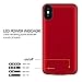 Battery Case Compatible with iPhone XS Max, Charging Case 5200mAh Rechargeable External Portable Battery Pack Power Bank Extended Backup Protective Case Red