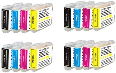 Inkcool 16Pack Non-OEM Ink for LC51 Brother MFC 230C 240C 350C 440CN 465CN 3360C 5460CN 5860CN 665CW 685CW 845CW 885CW(4BK/4C/4Y/4M)