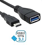 LightningKid USB Type C (USB-C) to USB 3.0 Type A Female Adapter OTG Connector Sync Cable Hub for New 12 inch Retina MacBook, Chromebook Pixel and Other Type-C Devices (Black-OTG)
