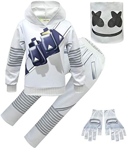 DJ Hoodies Set with Mask Helmet Glove Halloween Cosplay Dress Up Costume for Kids