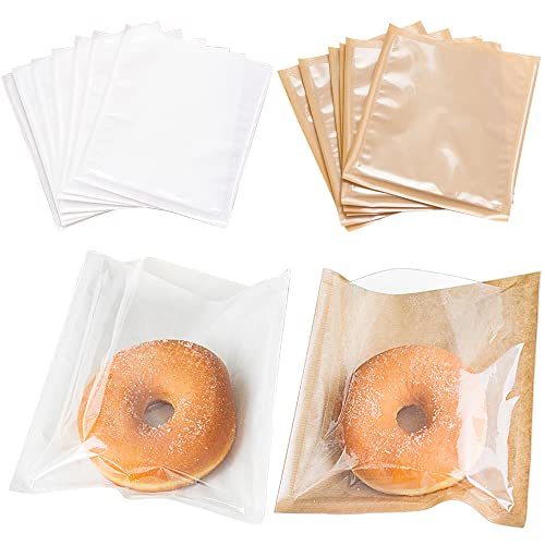 100 Pc HeatSealable Bakery Bags Wax Paper Cookie Bags for Packaging