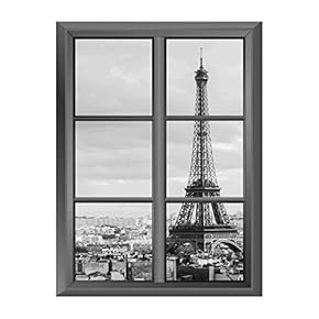 Wall26 Removable Wall Sticker/Wall Mural - Eiffel Tower in Paris - Creative Window View Vinyl Sticker - 24"x32"