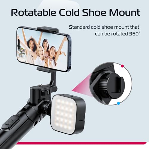 ULANZI MT-70 Extendable Tripod, 63" Selfie Stick Vlog Tripod Stand with 2 Phone Clips as Teleprompter, 360° Rotate Camera Holder for iPhone, Sony, Canon, DJI Osmo Nano, Lightweight for Travel, Black