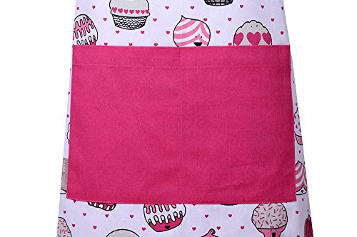 Apron, Valentine Cup Cakes Design, Aprons for Women with Pockets, 100% Natural Cotton, Eco-Friendly & Safe, Adjustable Neck & Waist ties, Machine Washable, Cute Apron by CASA DECORS - Thumbnail 4